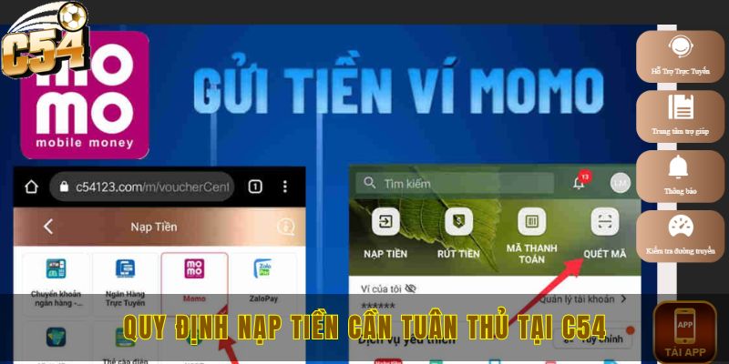 Quy định nạp tiền cần tuân thủ tại C54